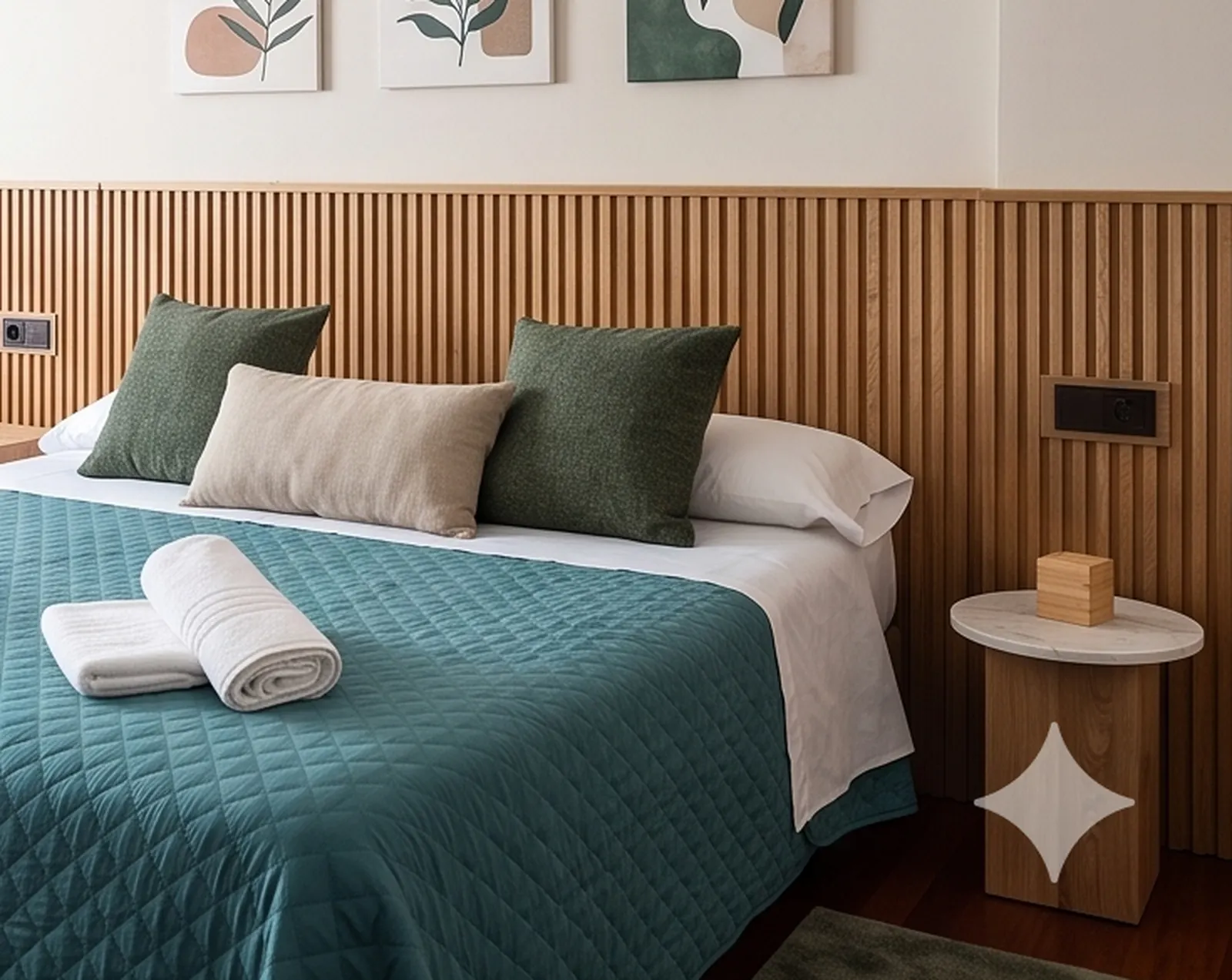 Casa Andaina — Suite principal con cabecero de madera